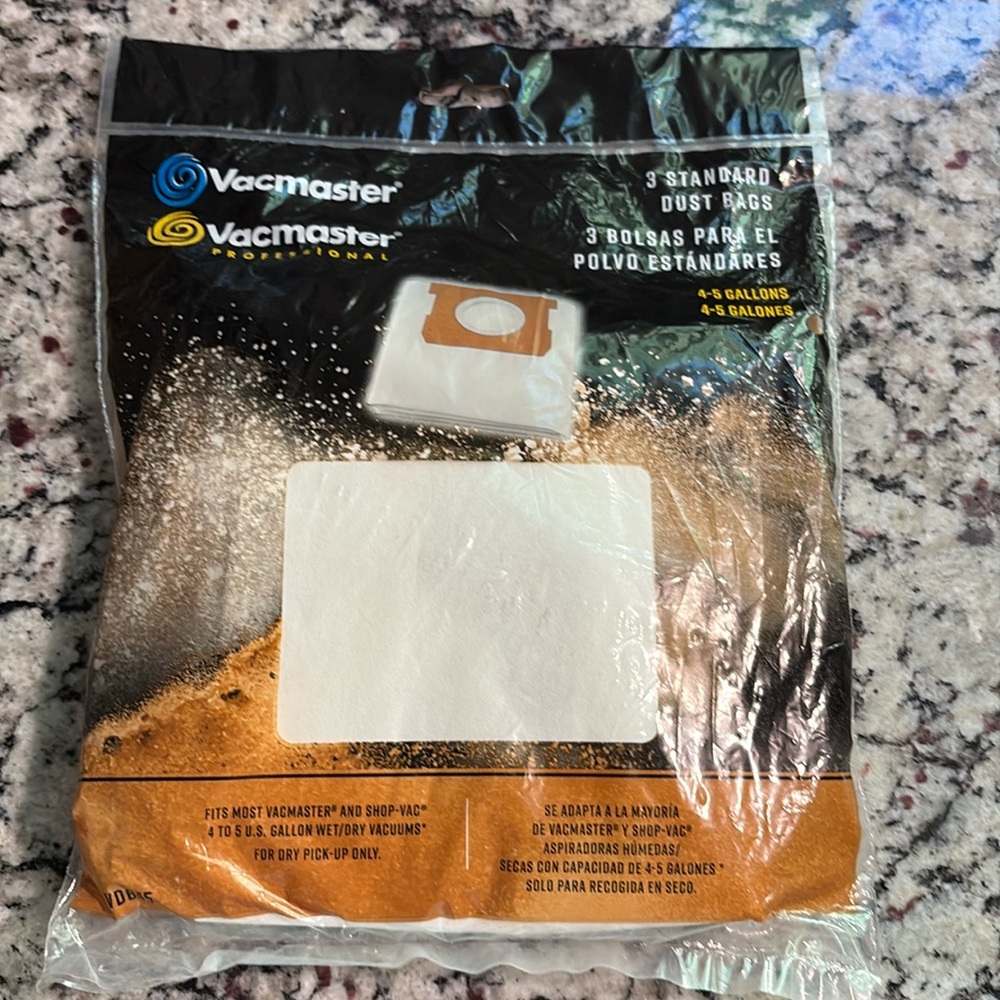 Vacmaster 3PK 4-5 Gallon Dust Bags Model VDB45 new sealed package